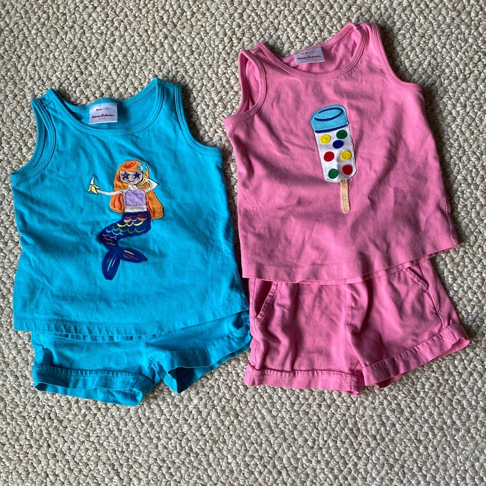 Hanna Andersson 2 matching tank and shorts sets